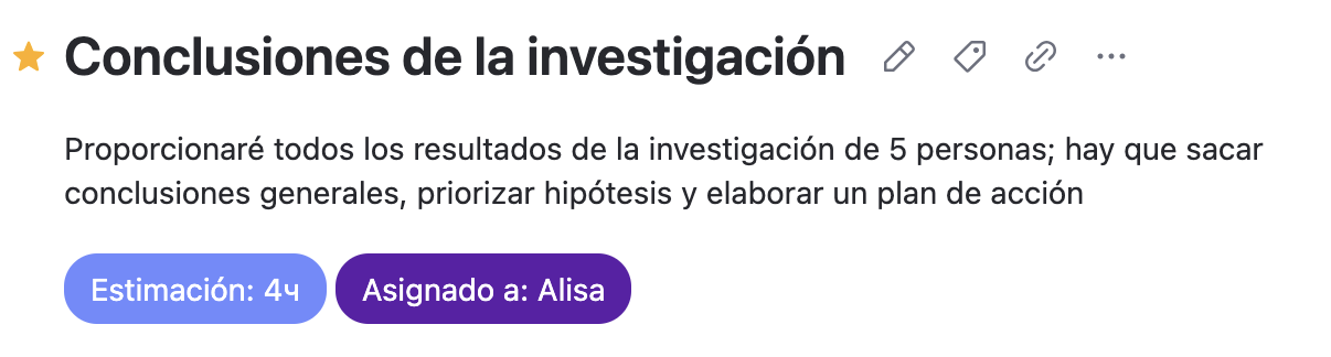 YouTrack: la tarea tal como llegó — título, descripción, etiquetas de estimación